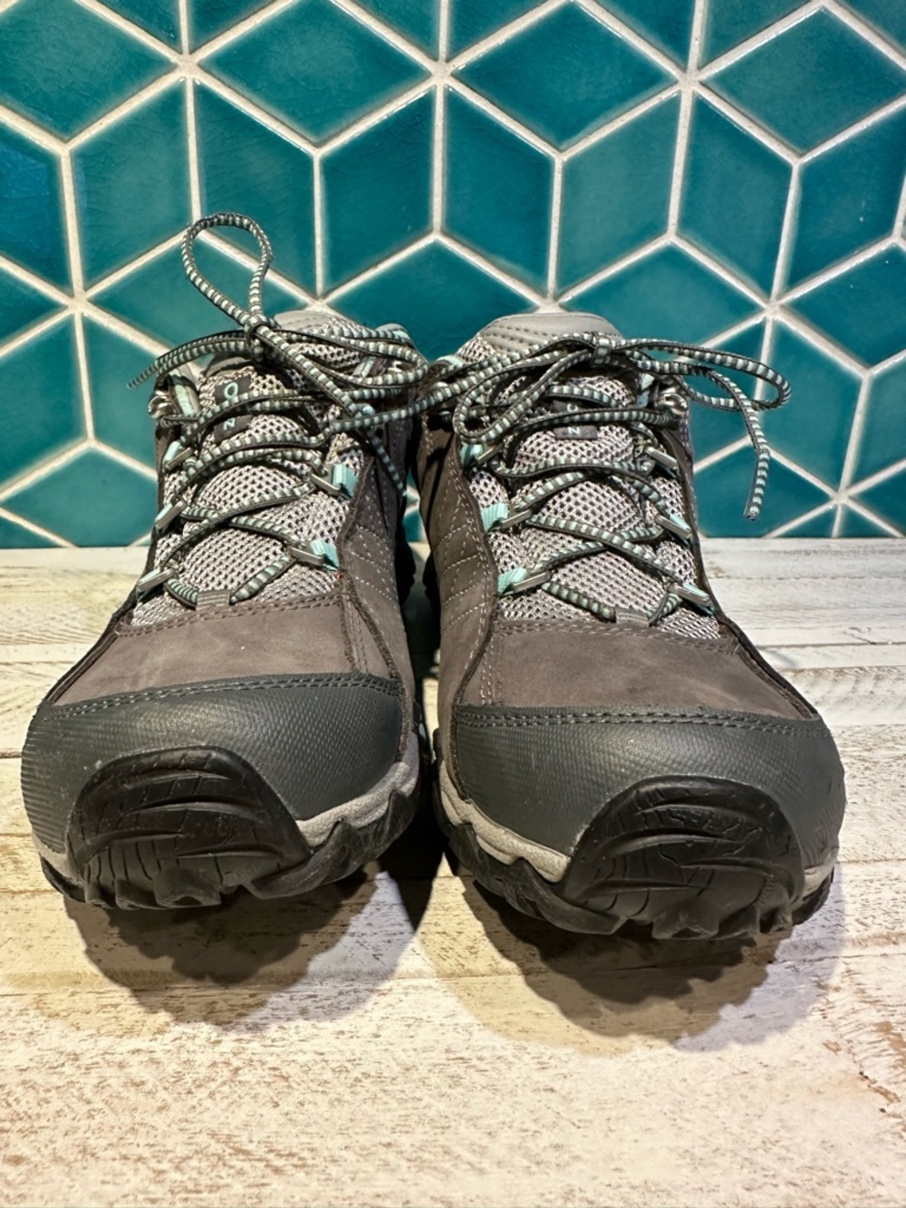 Oboz Shoes Womens Size 8 Gray Sapphire Low B-Dry Hiking Leather Outdoor Lace Up - Picture 4 of 13